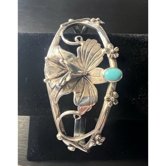 Vintage 1992 .925 Sterling Silver Carol Felley Orchid Cuff Bracelet - Picture 3 of 9